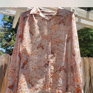 Floral Bird Print Blouse
